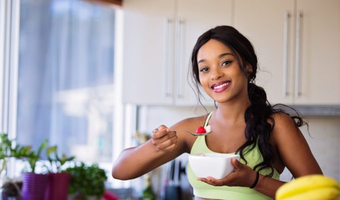Black woman practicing healthy eating lifestyle