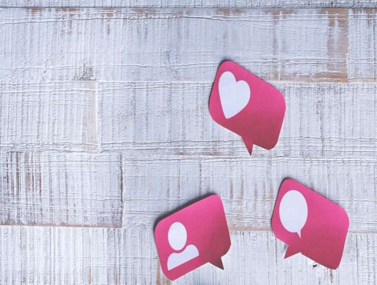 communicating effectively: Paper Cut Social Media Icons in Speech Bubble to communicate