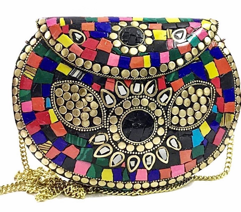 accessories - multicolored metal clutch