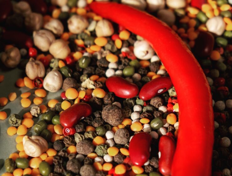 colorful plant based protein from legumes on on display