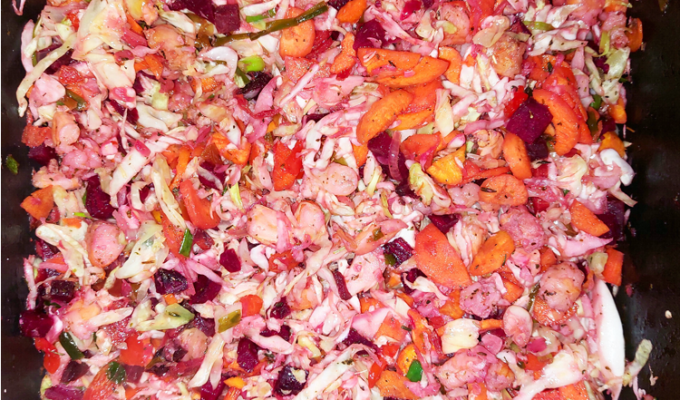 cabbage stir fry in a pot