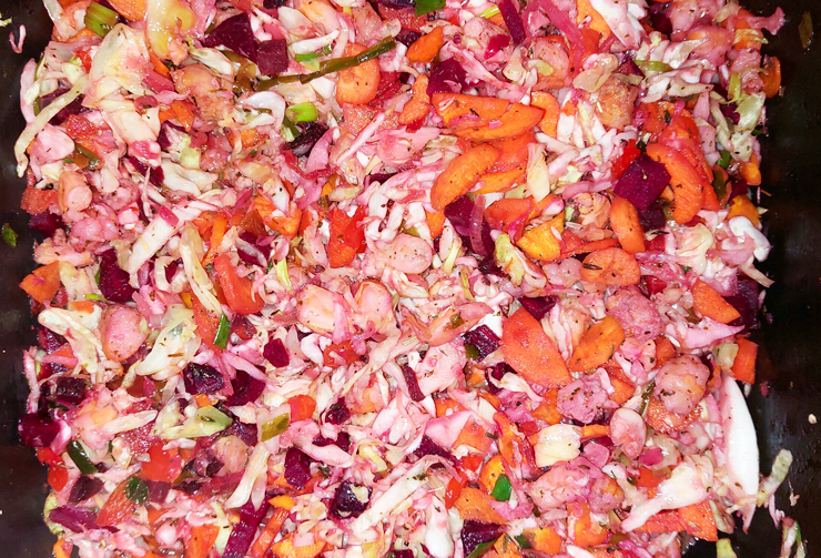 cabbage stir fry in a pot