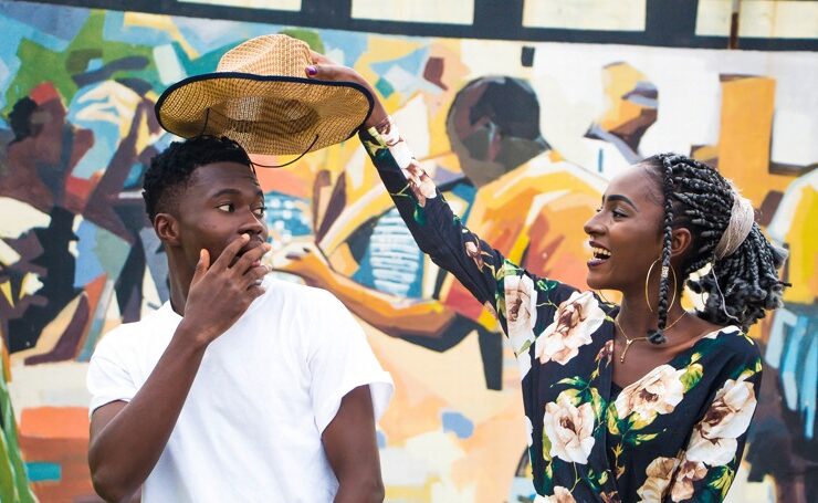 Black couple practicing their love language