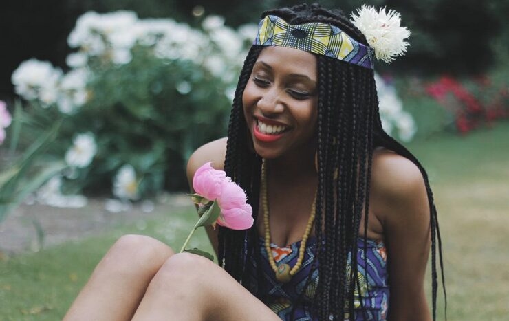 Black woman practicing self-love