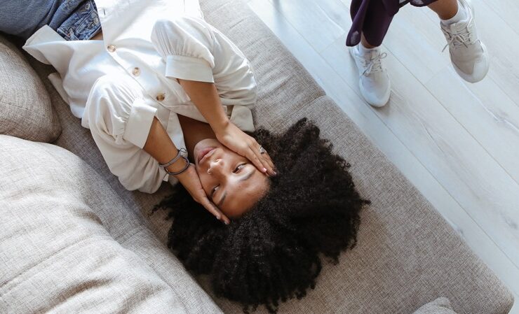 Black woman practicing emotional detox through therapy