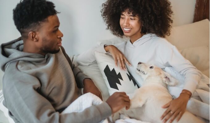 Black couple talking and practicing spirituality in relationships