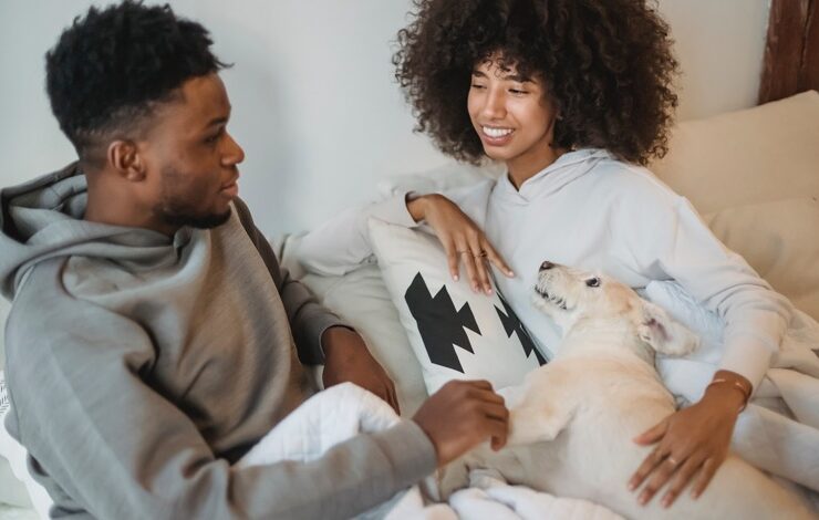 Black couple talking and practicing spirituality in relationships