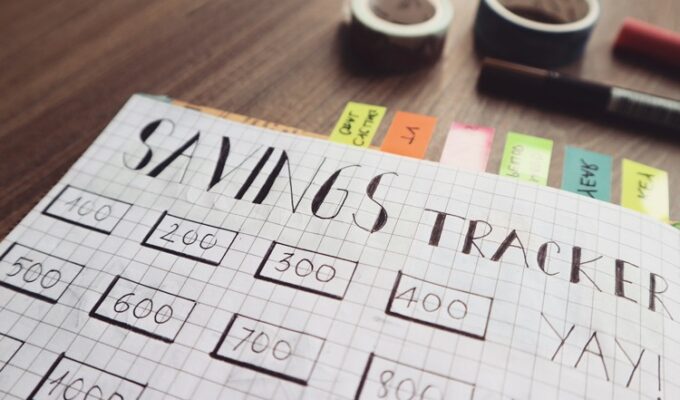 A savings tracker display for money saving tips