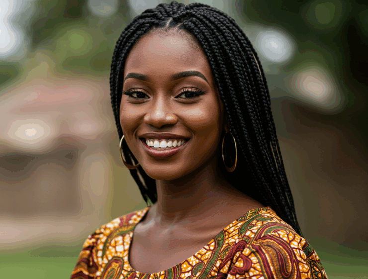 African woman with braids smiling on how to live healthy