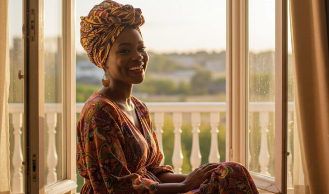 a Black woman sitting by a window symbolizing ventilation for healthy living