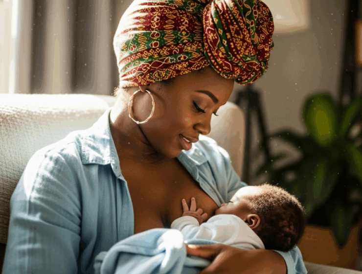 An African woman breastfeeding her baby