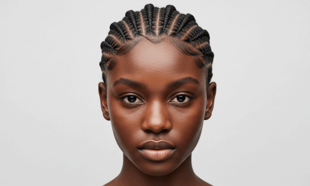 African woman with healthy edges, highlighting healthy hair and tips on how to regrow edges naturally.