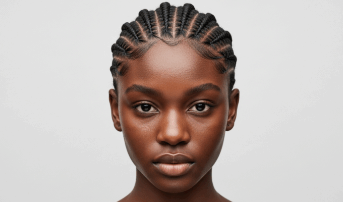 African woman with healthy edges, highlighting healthy hair and tips on how to regrow edges naturally.