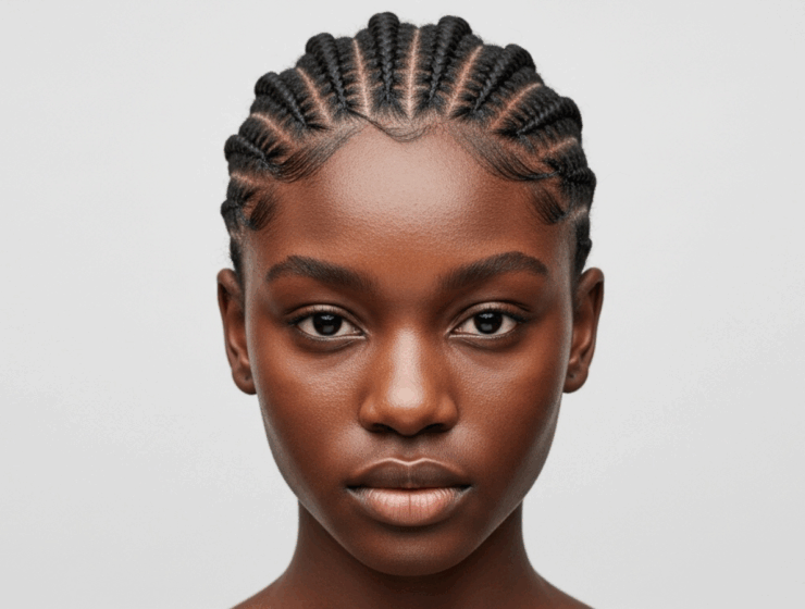 African woman with healthy edges, highlighting healthy hair and tips on how to regrow edges naturally.