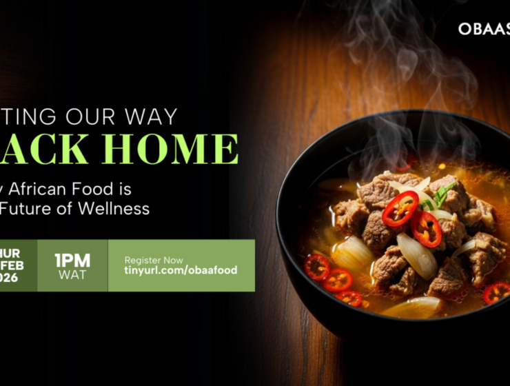Official invite for the Obaasema Salon featuring Chef Joseph Odoom and a discussion on African food and wellness.