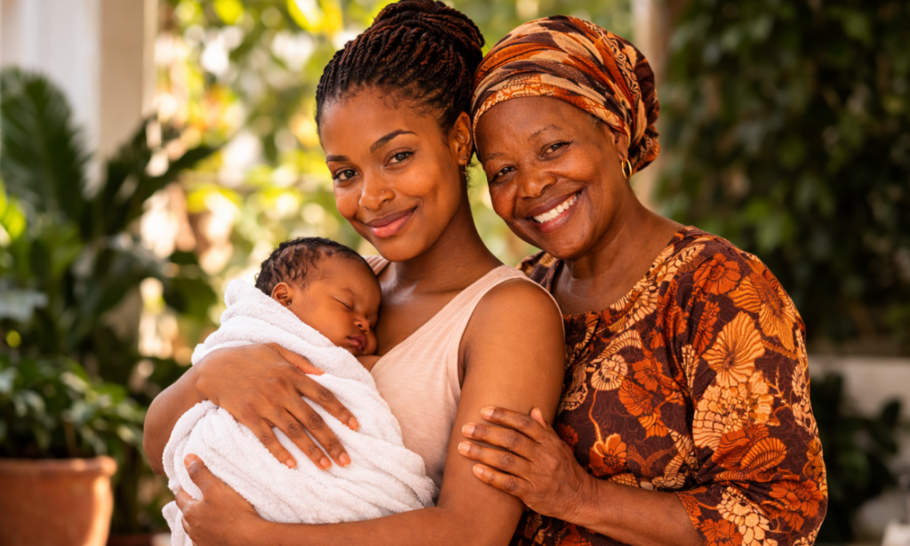 An article on African Post Care Practices which explores how elder women in the family support new mothers with rest, nourishment, and recovery after childbirth.