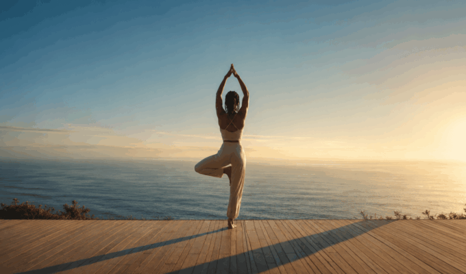 Woman in a tree pose illustrating how to fix bad posture naturally