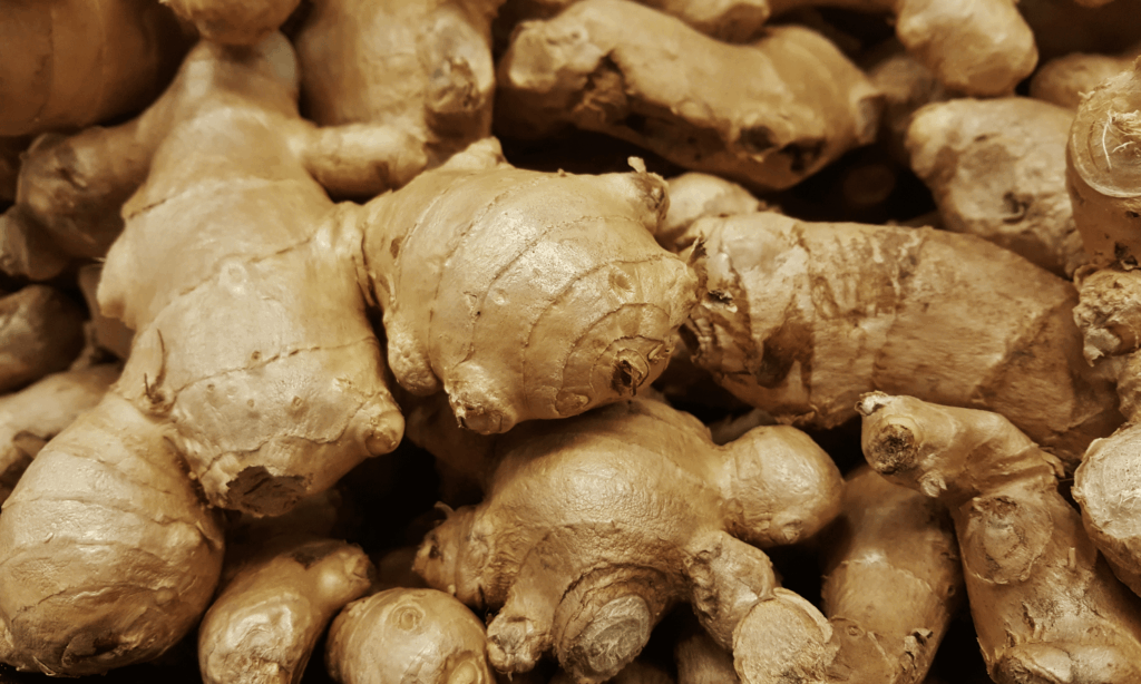 Fresh ginger root, a versatile spice with many health benefits.