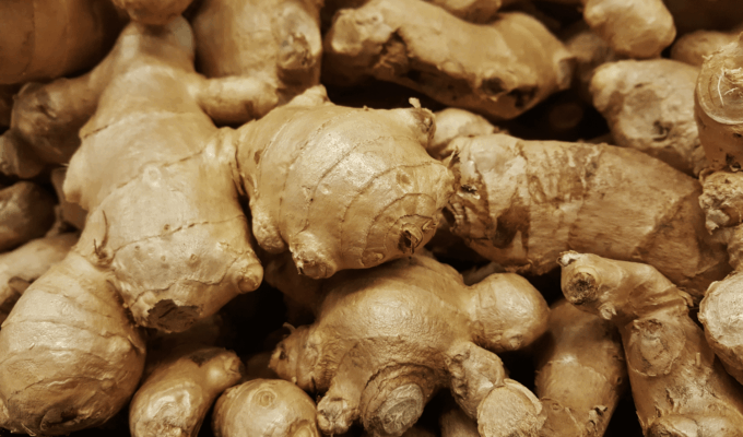 Fresh ginger root, a versatile spice with many health benefits.