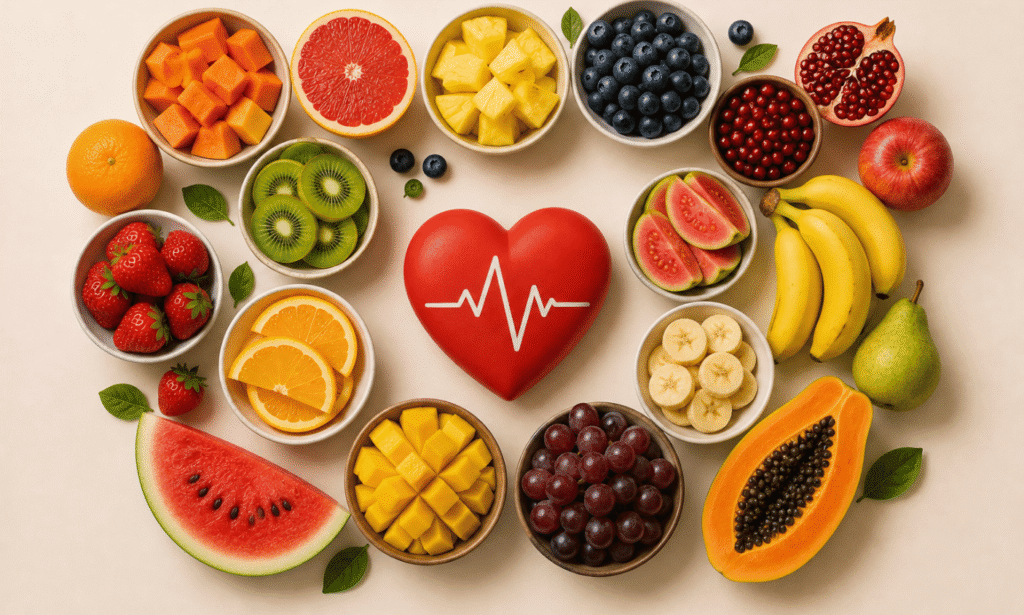 A spread of heart healthy foods