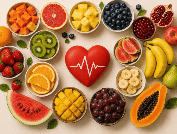 A spread of heart healthy foods